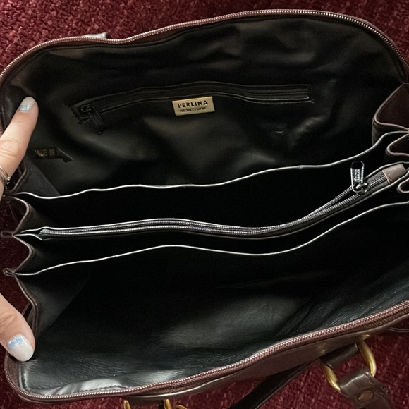 Vintage Perlina leather bowler style handbag with dust bag - Picture 6 of 10